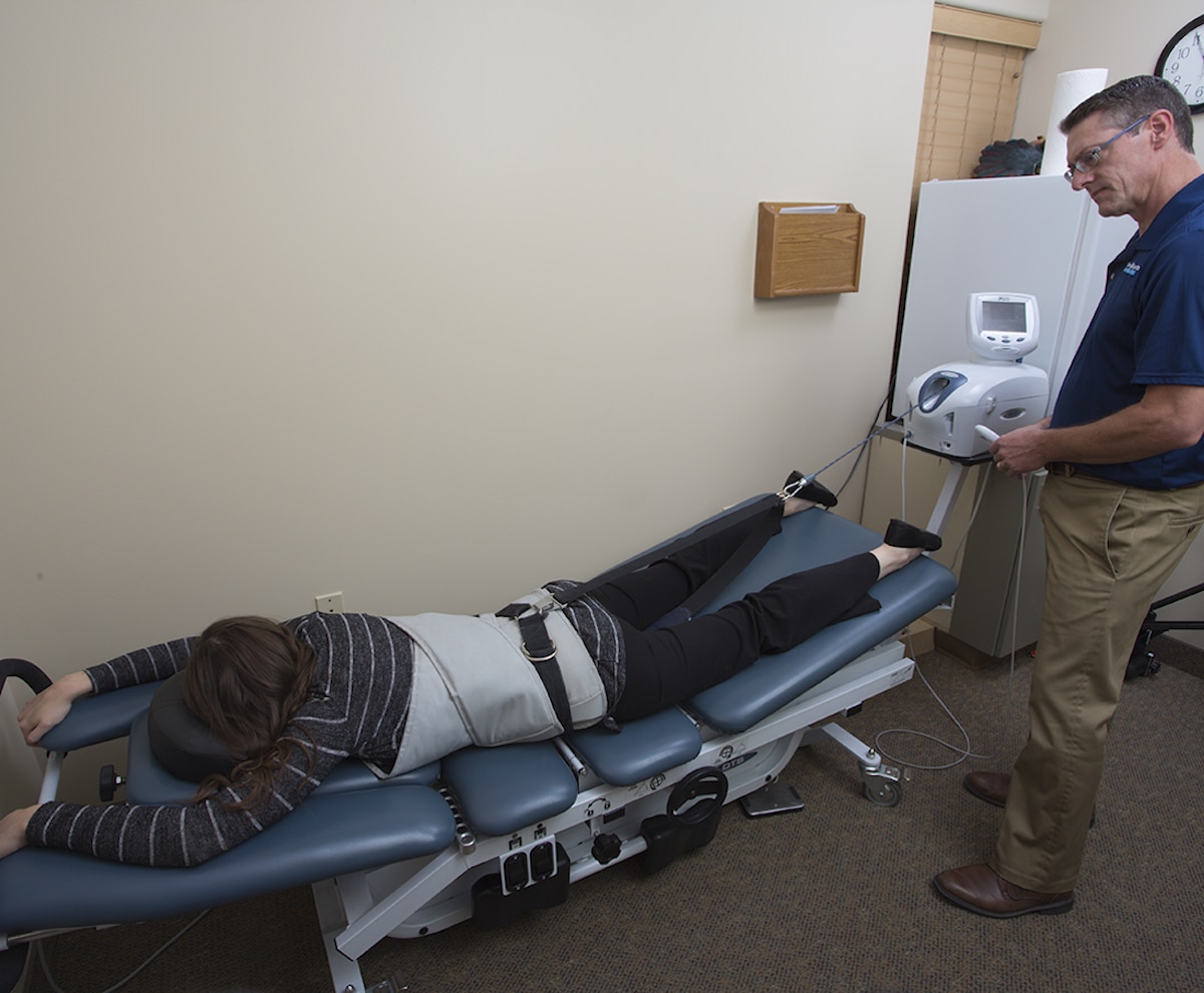 Spinal decompression therapy can be effective for pinched nerves, sciatica, and herniated discs. With our machine we can perform traction in a wide variety of positions.